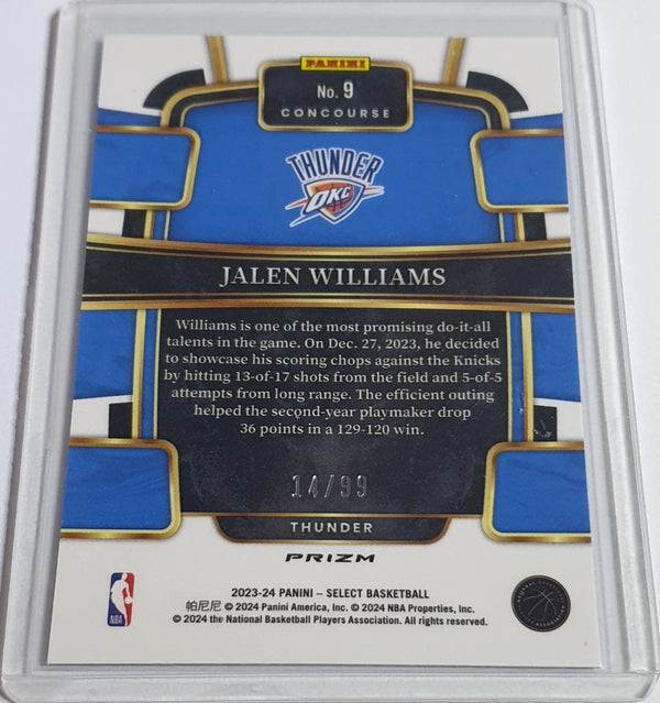 2023 Panini Select Jalen Williams #9 BLUE FLASH /99 Holo Concourse - Rare
