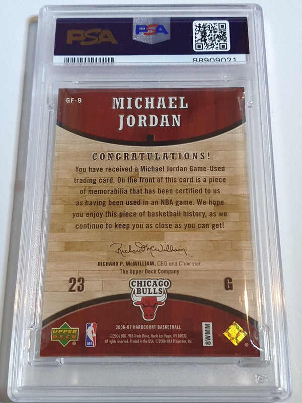 2006 Upper Deck Michael Jordan #GF-9 Hardcourt USED GAME FLOOR - PSA 9 (POP 7)