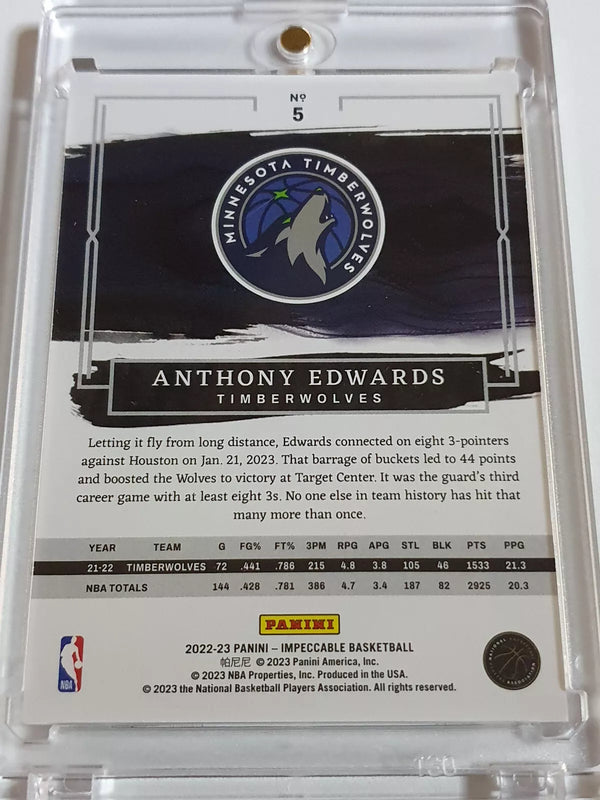 2022 Impeccable Anthony Edwards #5 SILVER /75 Edition - Good Condition