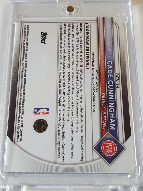 2025 Topps Bowman Cade Cunningham #BCV-74 NAVY MOJO /175 Refractor - Rare