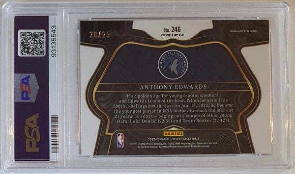 2022 Panini Select Anthony Edwards #246 BLUE DISCO /25 Holo - PSA 9 (POP 3)