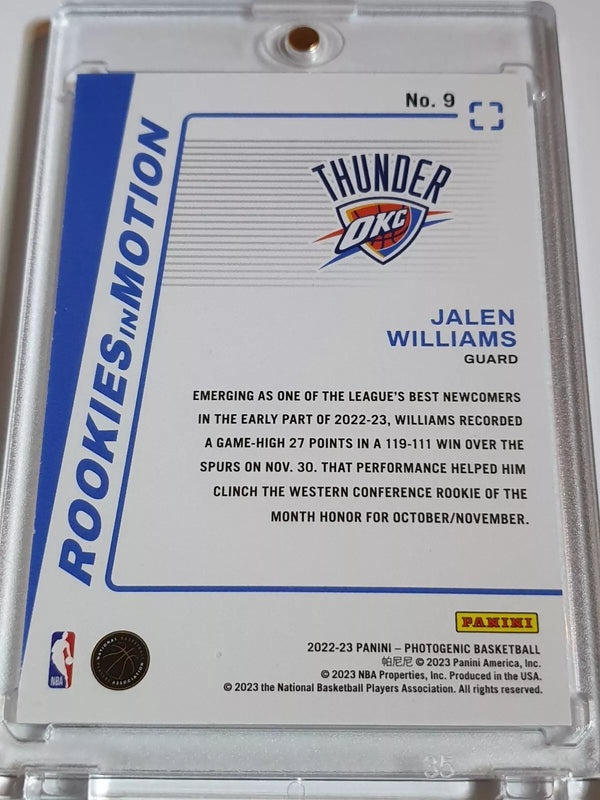 2022 Panini Photogenic Jalen Williams Rookie #9 DIAMOND /75 Holo RC - Rare