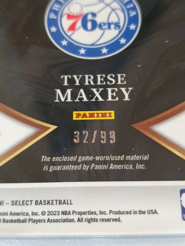 2022 Panini Select Tyrese Maxey #PATCH PURPLE /99 Game Worn Jersey - Rare