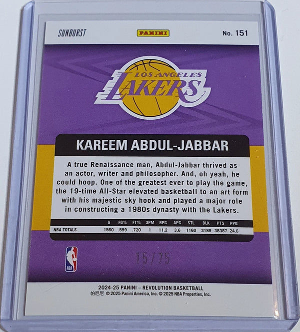 2024 Panini Revolution Kareem Abdul-Jabbar #151 SUNBURST /75 Holo Ready to Grade