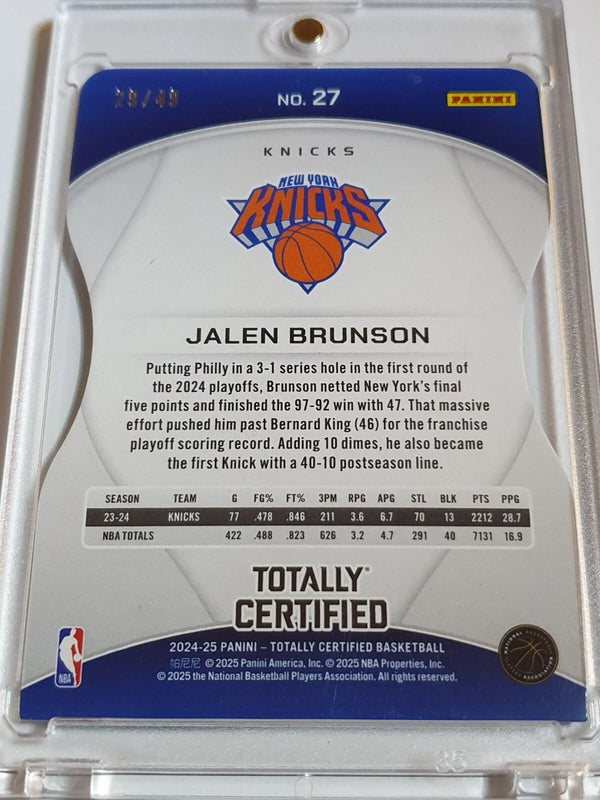 2024 Totally Certified Jalen Brunson #27 PURPLE PLATINUM MIRROR /49 Die-Cut Rare