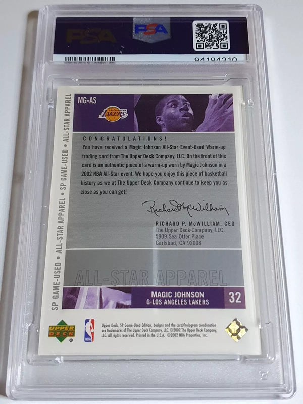 2002 SP Game Used Magic Johnson #PATCH Game Worn Jersey - PSA 9 (POP 11)