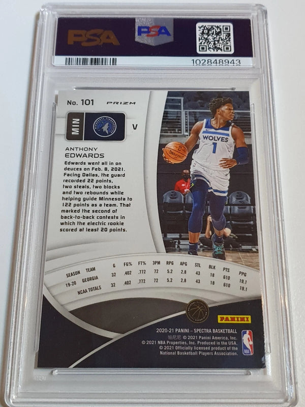 2020 Spectra Anthony Edwards Rookie 101 Hyper Holo Variation RC - PSA 9 (POP 26)