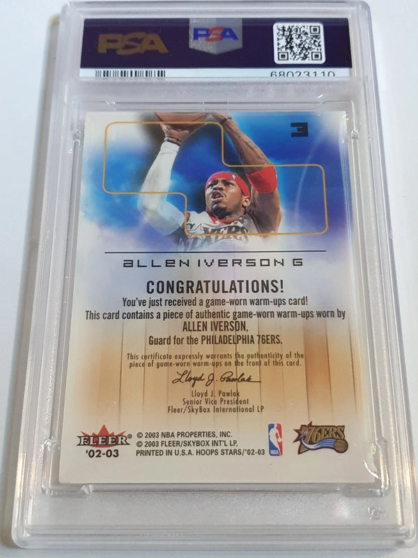 2002 NBA Hoops Stars Allen Iverson #PATCH Game Worn Jersey - PSA 9 (POP 2)