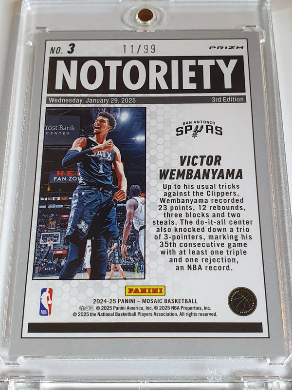2024 Panini Mosaic Victor Wembanyama #3 FAST BREAK RED /99 Holo - Ready to Grade