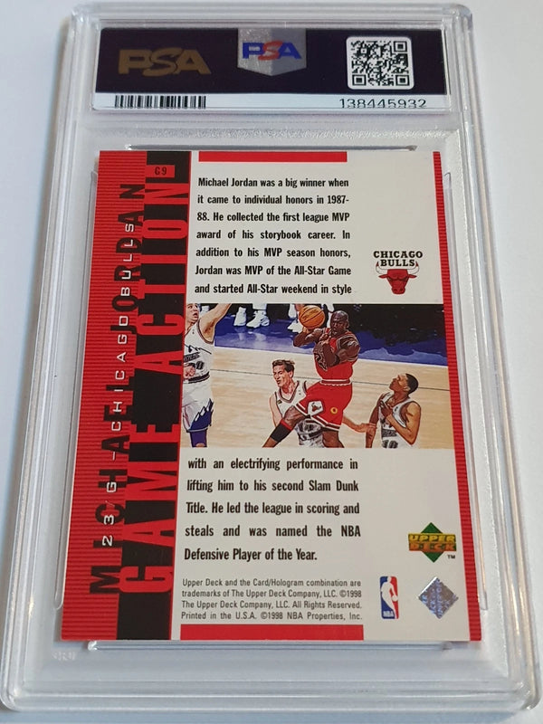 1998 UD Living Legend Michael Jordan RED /2300 Game Action - PSA 8 (POP 13)