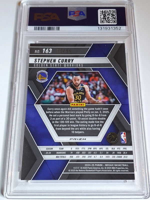 2024 Panini Mosaic Stephen Curry #163 RED FAST BREAK /99 Holo - PSA 9 (POP 2)