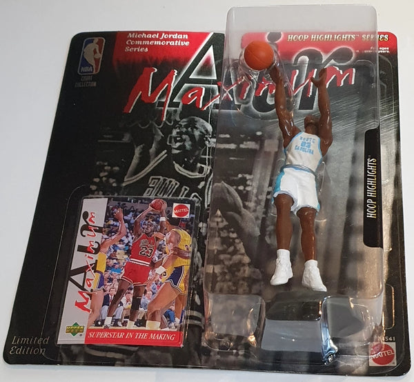 1999 Upper Deck Mattel Michael Jordan Hoops Highlights UNC - Figure & Card