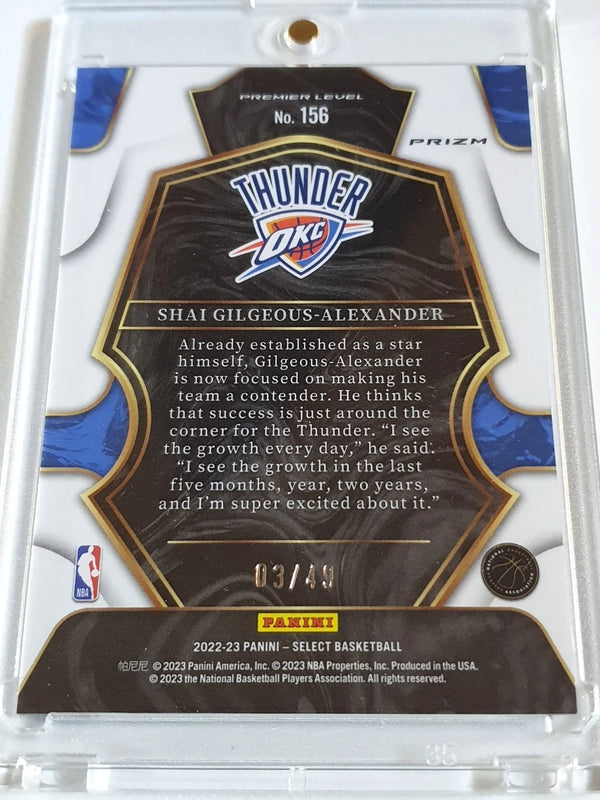 2022 Panini Select Shai Gilgeous-Alexander #156 TEAL WHITE PINK /49 Holo - Rare