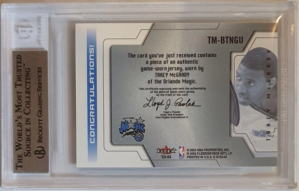 2003 Fleer E-X Tracy McGrady #PATCH Game Worn Jersey - BGS 9 (POP 3)