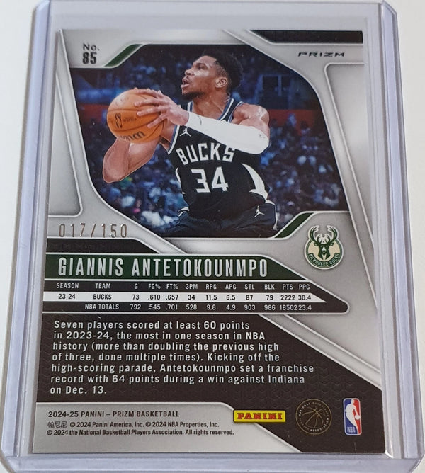 2024 Panini Prizm Giannis Antetokounmpo #85 FAST BREAK Blue /125 Holo - Rare