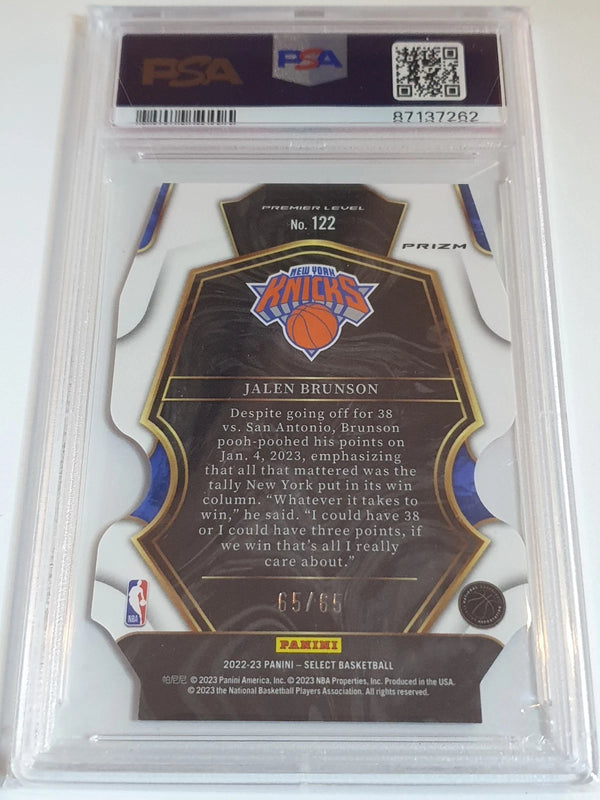 2022 Select Jalen Brunson #122 ORANGE 65/65 Holo Die-Cut - PSA 9 (POP 5)