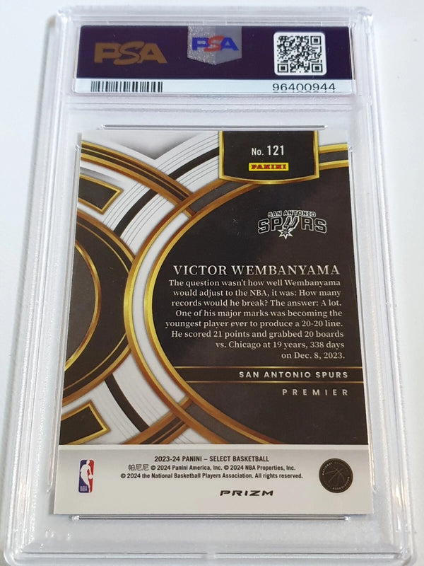 2023 Panini Select Victor Wembanyama Rookie #121 BLUE PRIZM HOLO - PSA 10