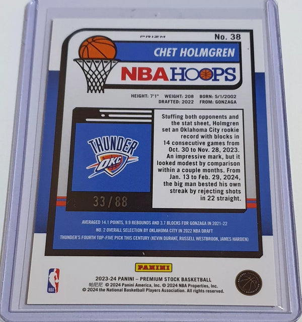 2023 Panini Hoops Premium Stock Chet Holmgren #38 PREMIUM RED /88 Holo - Rare