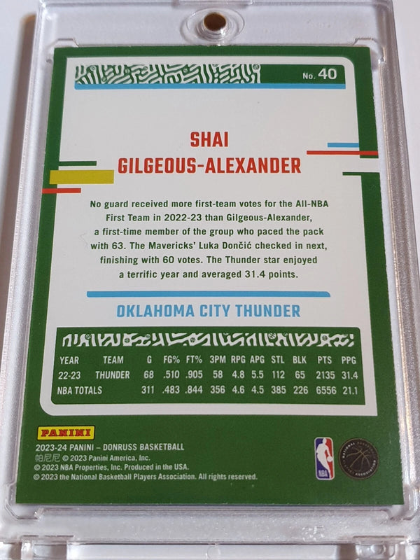 2023 Panini Donruss Shai Gilgeous-Alexander #40 CHOICE BLUE /49 Holo - Rare
