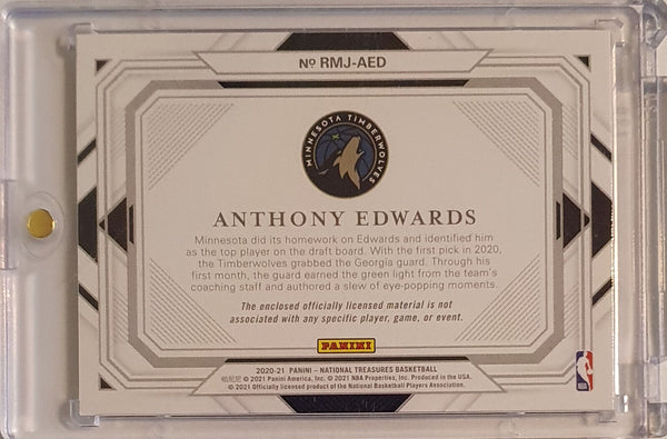 2020 National Treasures Anthony Edwards Rookie #PATCH /99 Jumbo Jersey RC - Rare