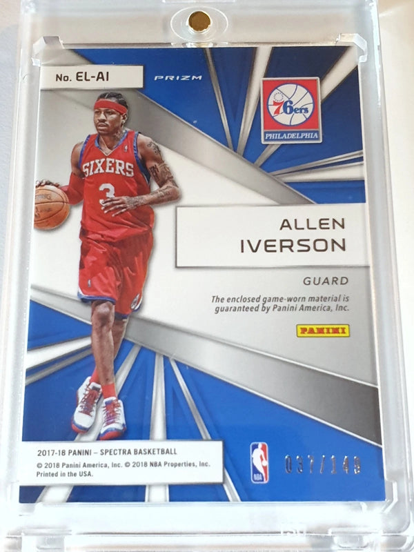 2017 Spectra Allen Iverson #PATCH SILVER /149 Prizm Game Worn Jersey - Rare