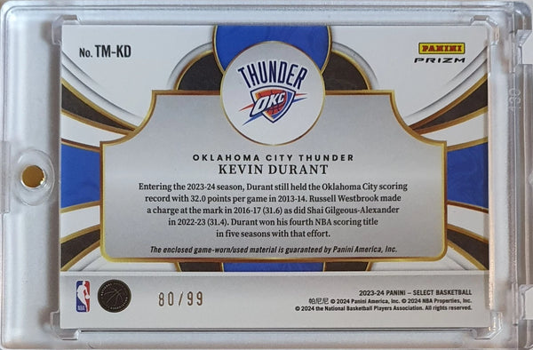 2023 Panini Select Kevin Durant #PATCH PURPLE /99 Game Worn Jumbo Jersey - Rare