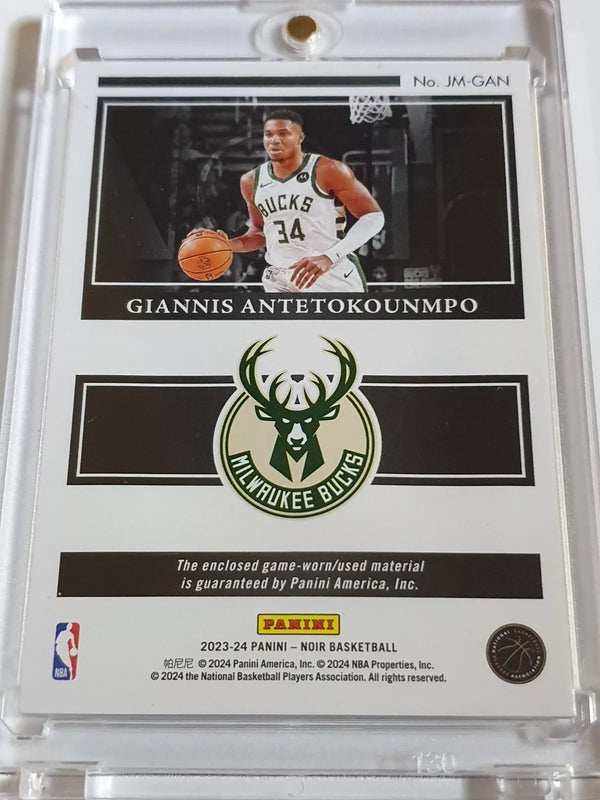 2023 Panini Noir Giannis Antetokounmpo #PATCH /99 Game Worn Jumbo Jersey - Rare