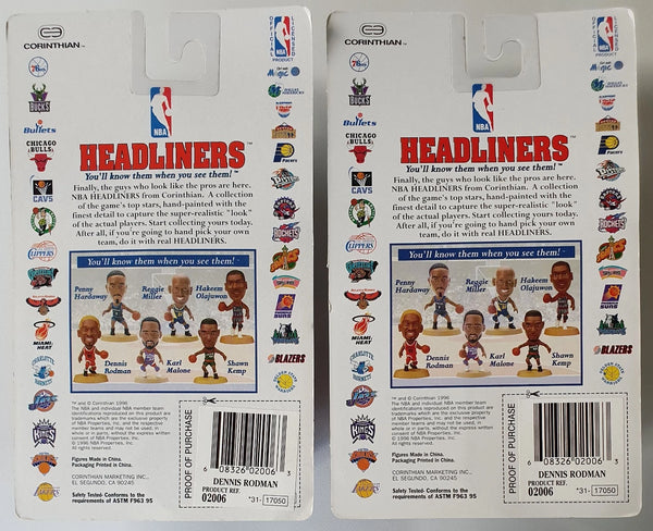 Lot of 2x 1996 Corinthian Headliners Dennis Rodman - Sealed Figures
