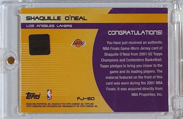 2001 Topps Champions Shaquille O'Neal #PATCH NBA FINALS Worn Jersey - Super Rare