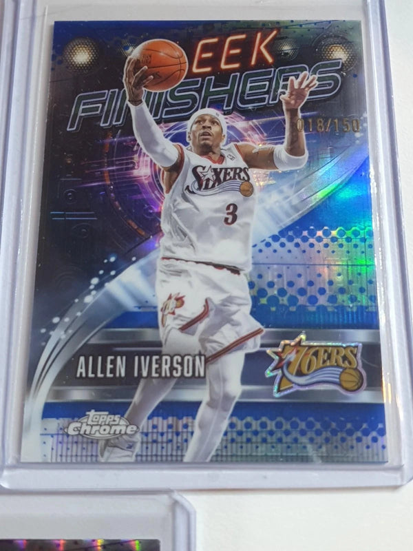 Lot of 3 x Allen Iverson 2025 Topps Chrome REFRACTOR Sleek Finisher /75 /99 /150