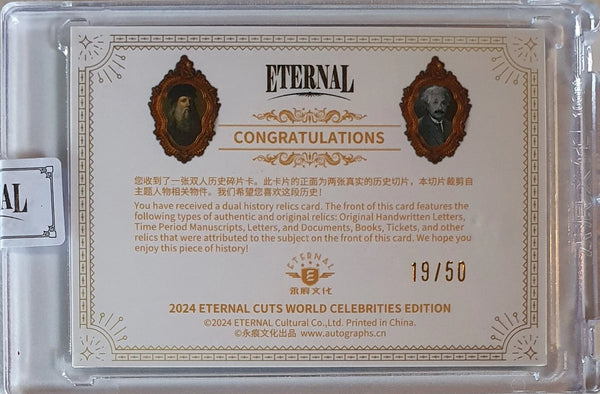 2024 Eternal Leonardo da Vinci Albert Einstein #RELICS SILVER /50 Dual Relics