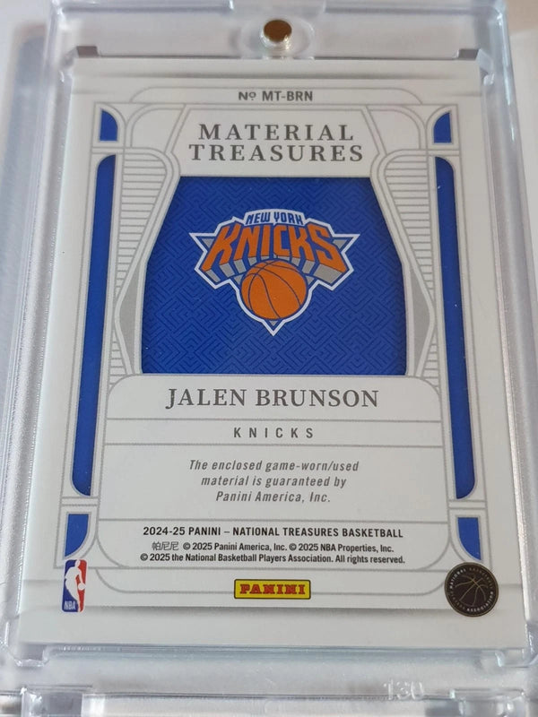 2024 Panini National Treasures Jalen Brunson #PATCH /99 Game Worn Jersey - Rare
