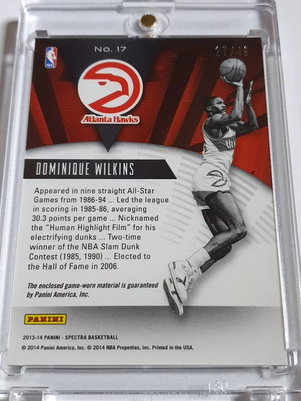 2013 Panini Spectra Dominique Wilkins #PATCH BLUE HOLO /49 Game Worn Jersey