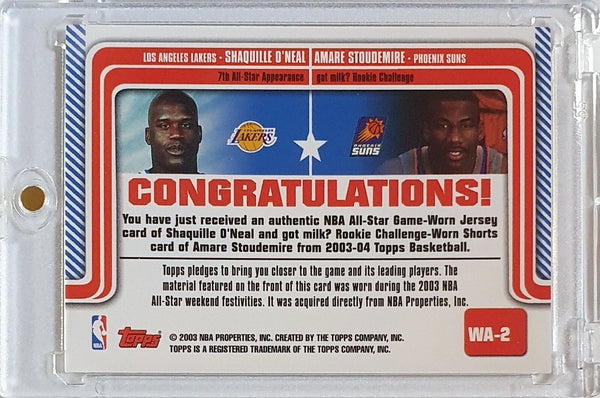 2003 Topps Shaquille Oneal Amare Stoudemire #PATCH Game Worn Dual Jerseys - Rare