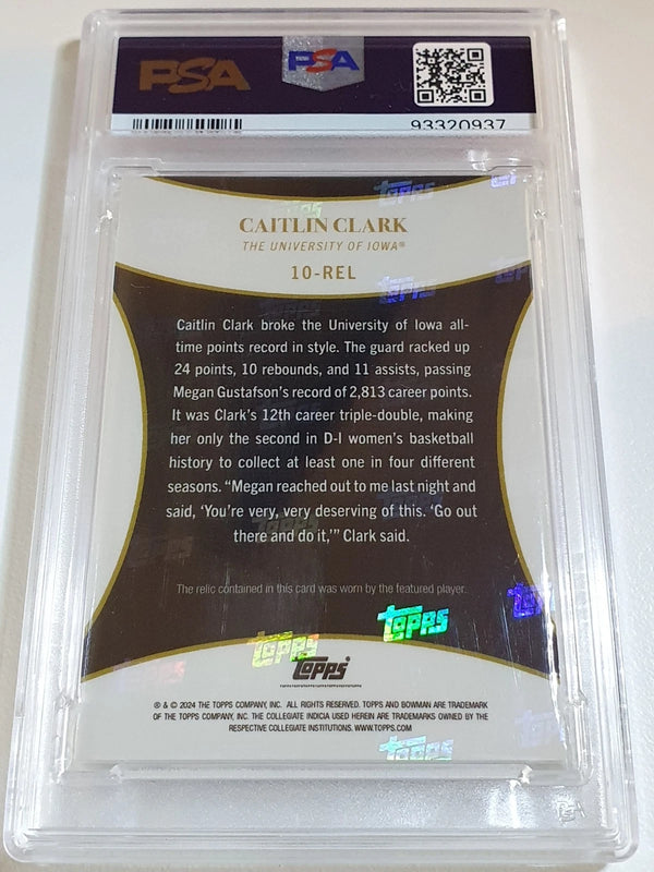 2024 Bowman U Now Caitlin Clark Rookie #PATCH /50 Worn Jersey - PSA 9 (POP 3)