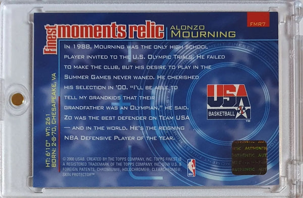 2000 Topps Finest Alonzo Mourning #PATCH Game Worn Jersey - Ready to Grade