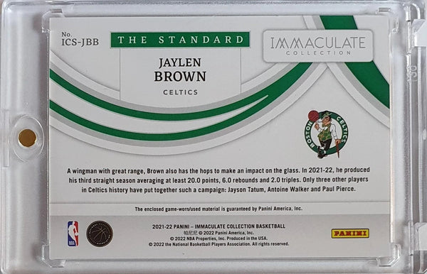 2021 Immaculate Collection Jaylen Brown #PATCH /99 Game Worn Jumbo Jersey - Rare