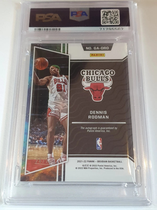 2021 Obsidian Dennis Rodman AUTO ELECTRIC ETCH PURPLE /75 Holo - PSA 9 (POP 7)