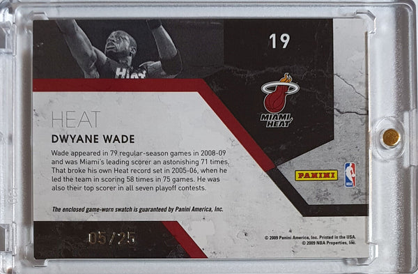 2009 Panini Threads Dwyane Wade #PATCH PRIME /25 Game Worn Jersey - Rare