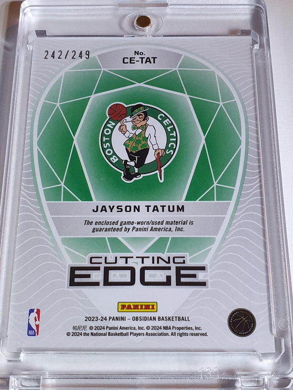 2023 Obsidian Jayson Tatum #PATCH /249 Cutting Edge Game Worn Jersey - Rare