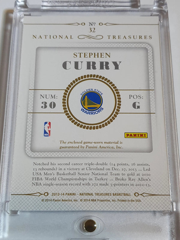2013 National Treasures Stephen Curry #PATCH /99 Game Worn Jersey - Rare
