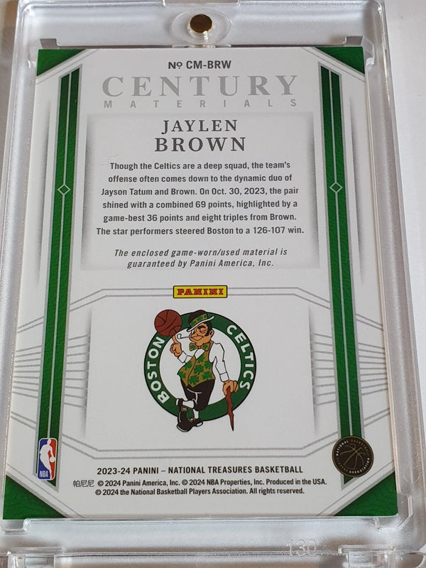 2023 Panini National Treasures Jaylen Brown #PATCH 19/49 Game Worn Jersey - Rare