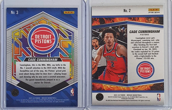 2021 Panini Mosaic Cade Cunningham Rookie Lot of 2 RCs - Ready to Grade