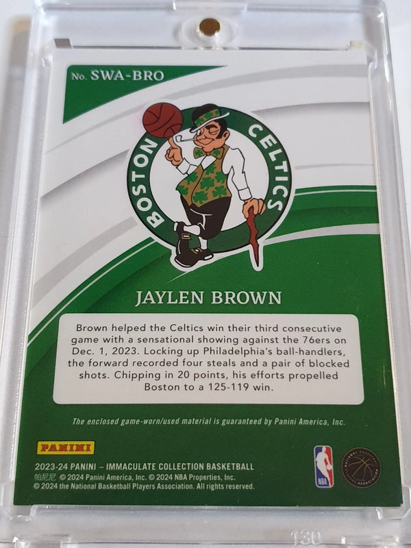 2023 Panini Immaculate Jaylen Brown #PATCH /99 Game Worn Jersey - Ready to Grade