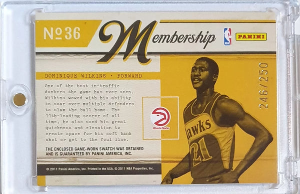 2010 Panini Classics Dominique Wilkins #PATCH /250 Game Worn Jersey - Rare