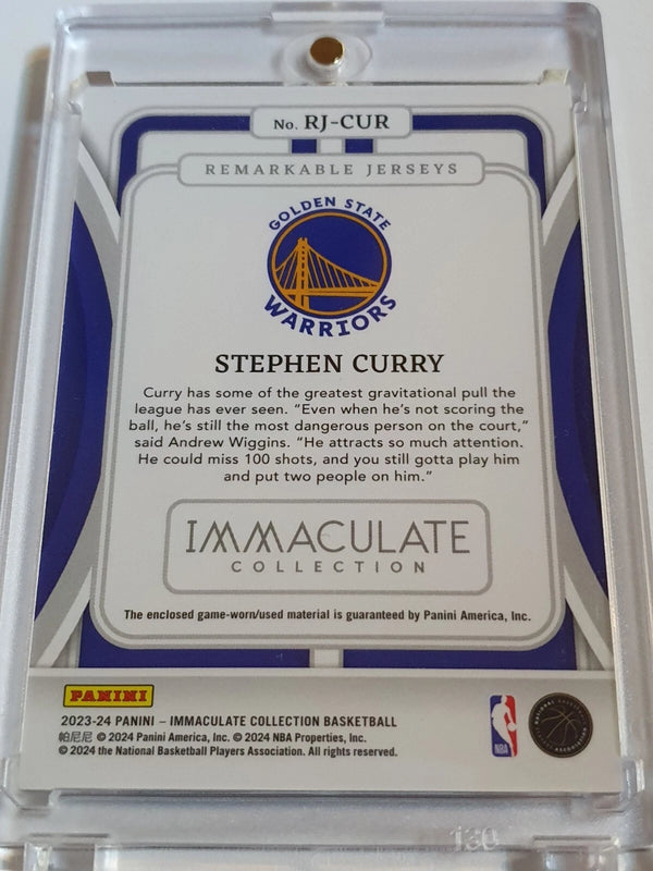 2023 Panini Immaculate Stephen Curry #PATCH /99 Game Worn Large Jersey - Rare