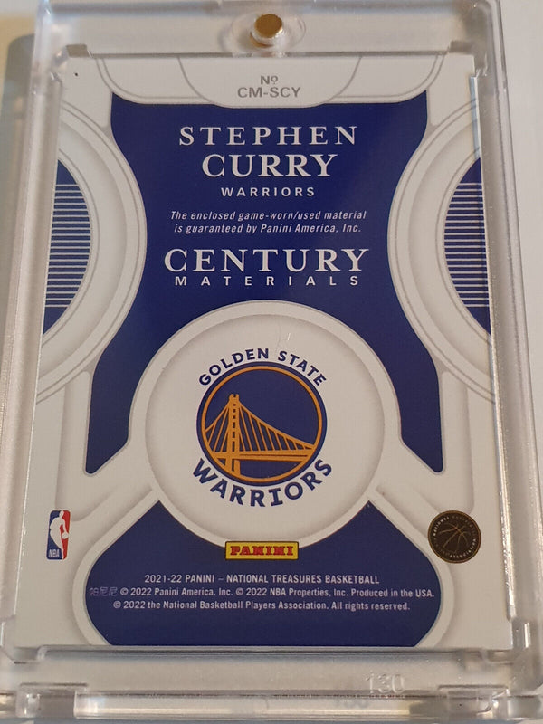 2021 Panini National Treasures Stephen Curry #PATCH /99 Game Worn Jersey - Rare