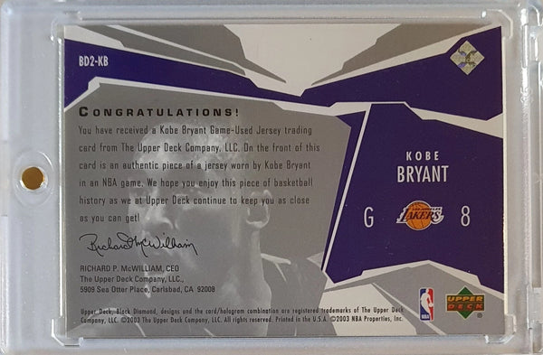2003 Upper Deck Black Diamond Kobe Bryant #PATCH /250 Game Worn Jersey - Rare