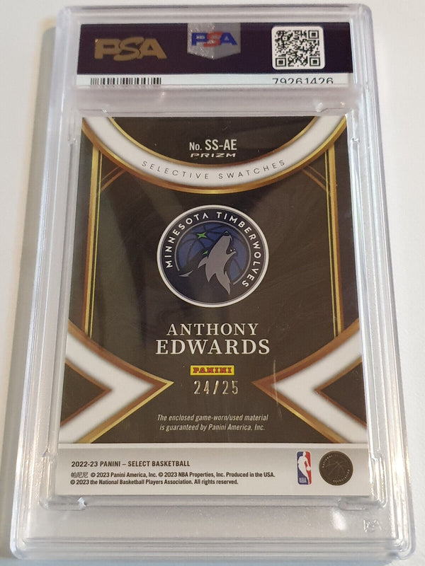 2022 Select Anthony Edwards #PATCH TIE-DYE /25 Game Jersey - PSA 9 (POP 2)