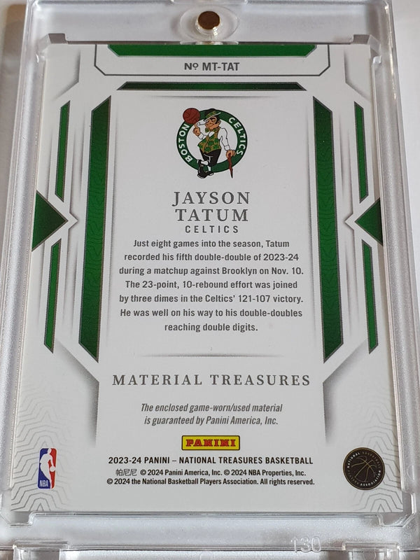 2023 National Treasures Jayson Tatum #PATCH PRIME /25 Game Worn Jersey - Rare